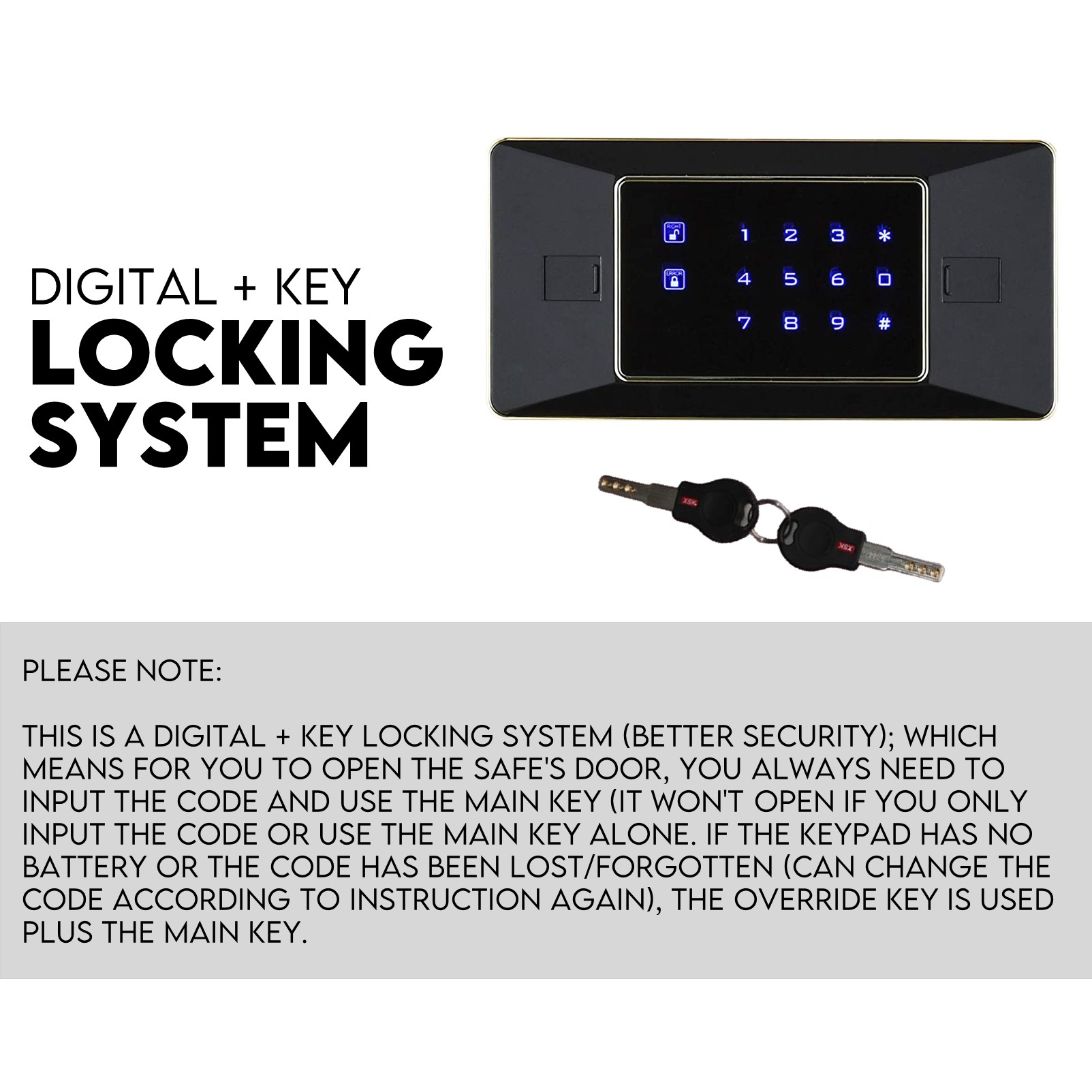 Electronic Fire Proof Safe Heavy Duty Security Safety Box Digital Code